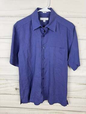 Visitor Men's Purple 100% Washable Linen Short Sleeve Button Down Camp Shirt